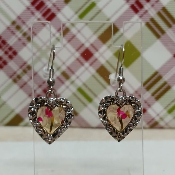 Vintage Fashion Costume Jewelry Metal Silver Tone Flower Hoop Earrings #75W - Picture 6 of 9